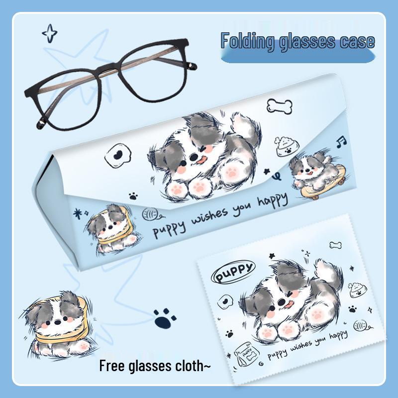 Shuai Mao Border Collie Brillenetui: Tragbarer Damen-Sonnenbrillenhalter mit Magnetverschluss, Druckentlastendes Design für Schüler und Kinder.