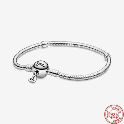 925 Silver Bucket Buckle Double Loop Snake Bone Chain Bracelet  DIY Fit Secure Bead Charm Bracelet for Women Girls Jewelry Gift