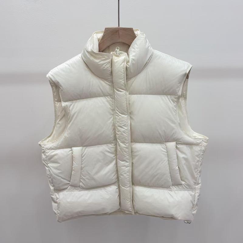 Popular White Duck Down Stand-up Collar Down Vest Women's Winter Fashion Simple Casual Vest Warm Vest Tide