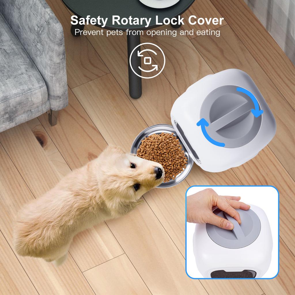Mangiatoia Automatica per Animali con Timer, Registrazione Vocale, Controllo da Telefono, Dispenser Cibo per Gatti e Cani per Interni 3.5L