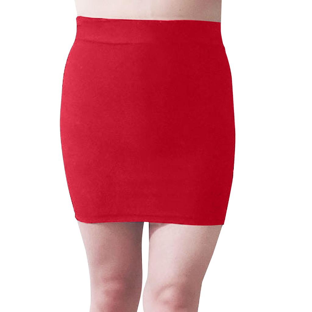 Women's Fashion Solid Color Sexy  Fluorescence Smooth Elastic Waist Hip-wrap Short Skirt