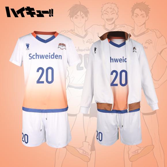 Haikyuu!! Keiji Akaashi & Kotaro Bokuto Men's Campus Sports Cosplay Costume – Short Sleeve Set