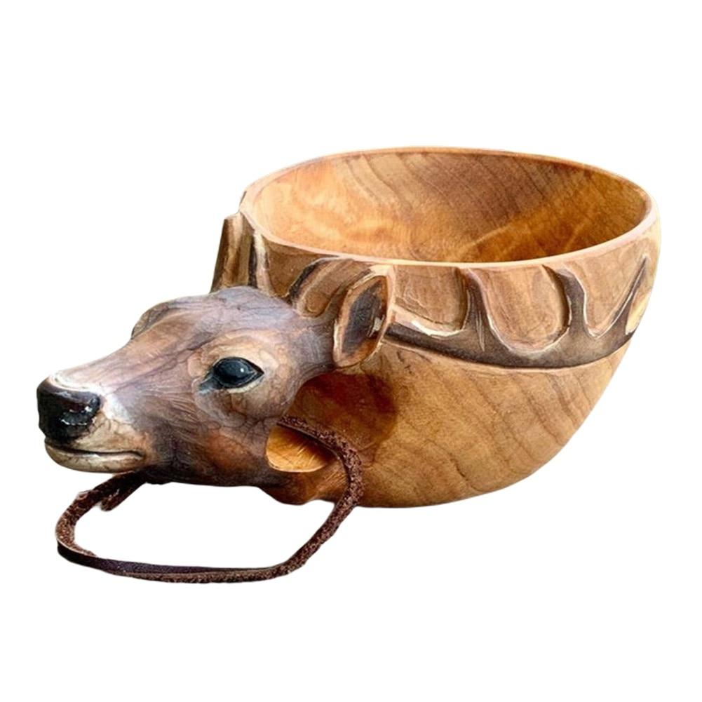 

Портативная резная деревянная кружка ручной работы, чашка в форме головы различных животных, чашка для питья на открытом воздухе, для кемпинга, кухонные аксессуары