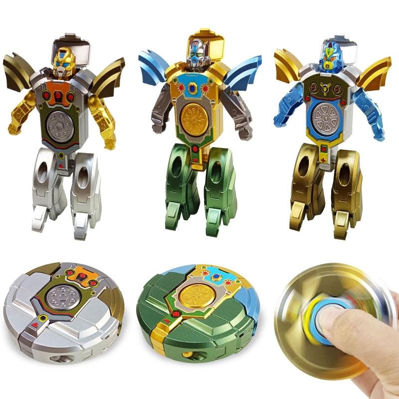 

Transformation Fidget Hand Spinner Robot Toy Deformation Robot Gyro Finger Toy Stress Relief Action Figure For Kids Gift (As shown-31729)- 8cm