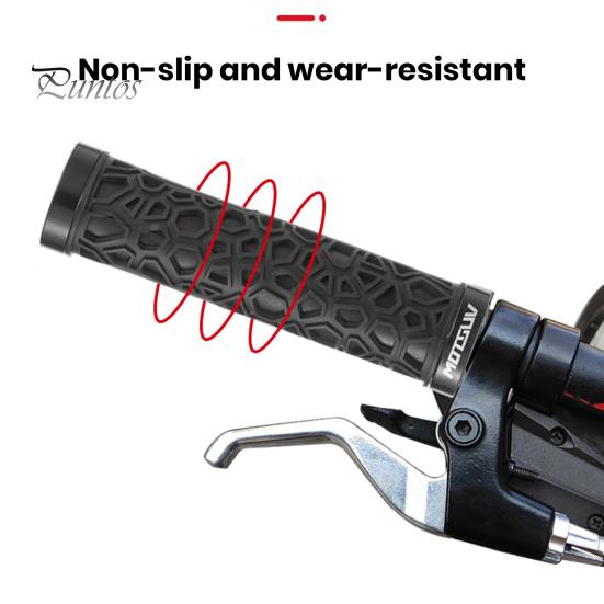 Mountainbike Handlebar Grips 1 Pair Bicycle Handle Bar with Plugs Ergonomic Impact Protection Design Non-Slip Shock-absorbing Single-sided Locking