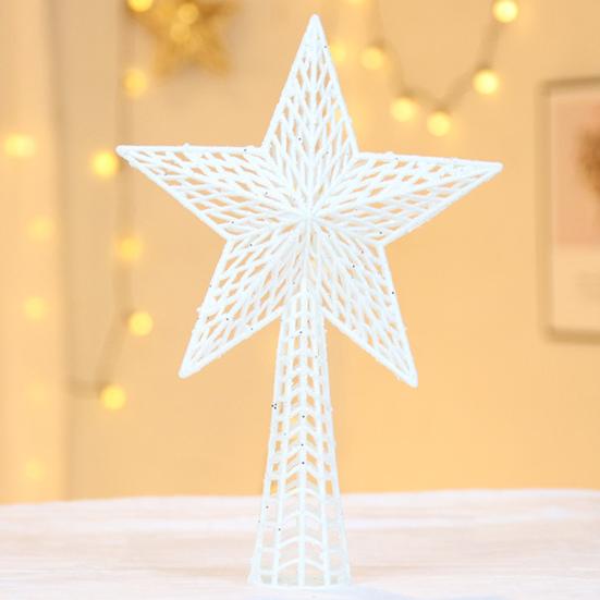 Xmas Tree Topper Plastic Hollowed-Out Sparkling Star Festival Party DIY Decoration Accessories Top Pentagram Christmas Decoration Holiday Supplies