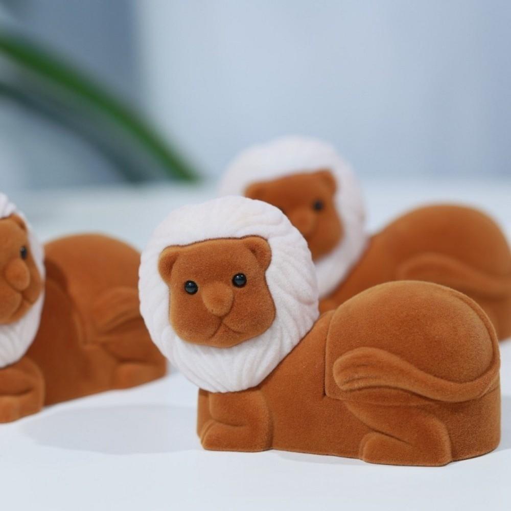 Lion Puppy Ring Box Creative Koala Necklace Organizer Mini Animal Flocked Jewelry Box Propose
