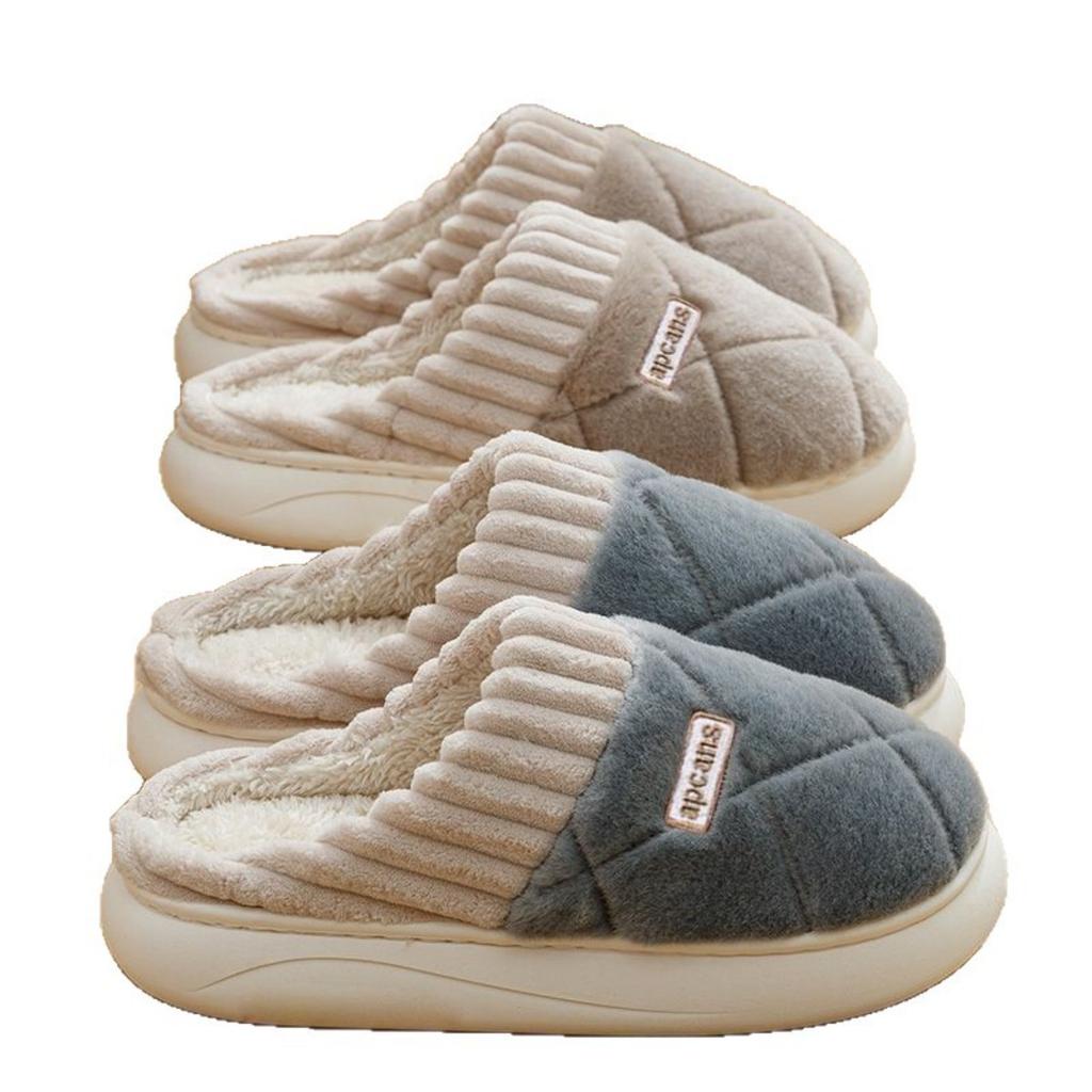 Baumwollpantoffeln für Damen und Herren, Herbst und Winter, Indoor Zuhause, Weiche Sohle, Rutschfest, Haushaltliche Wärme, Plüsch, Paar Baumwollpantoffeln