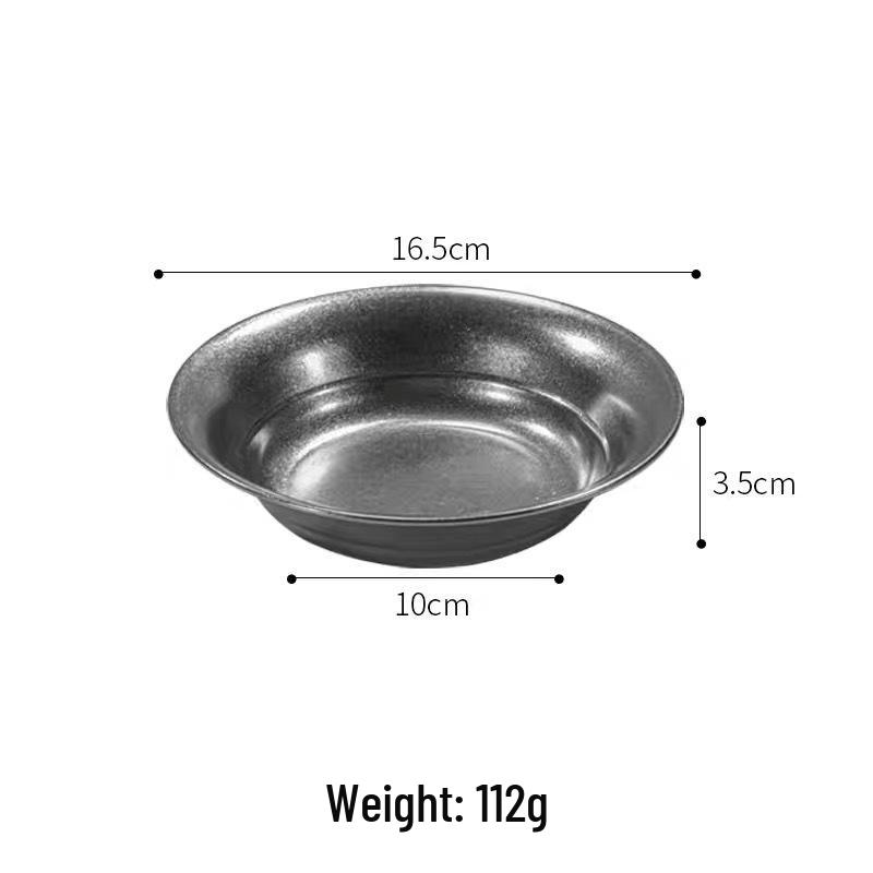 Retro Stainless Steel Y-Shaped Deep Plate for Snacks, Hot Pot, Oil Dishes, or Fruit Salad