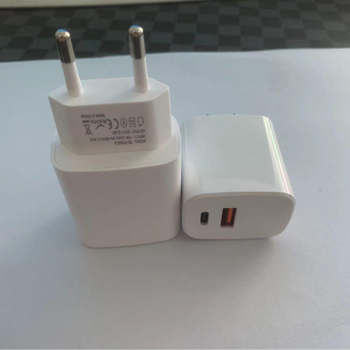 

Швидкий подвійний зарядний пристрій 20 Вт для Apple та Huawei - Сумісність A+C EU White