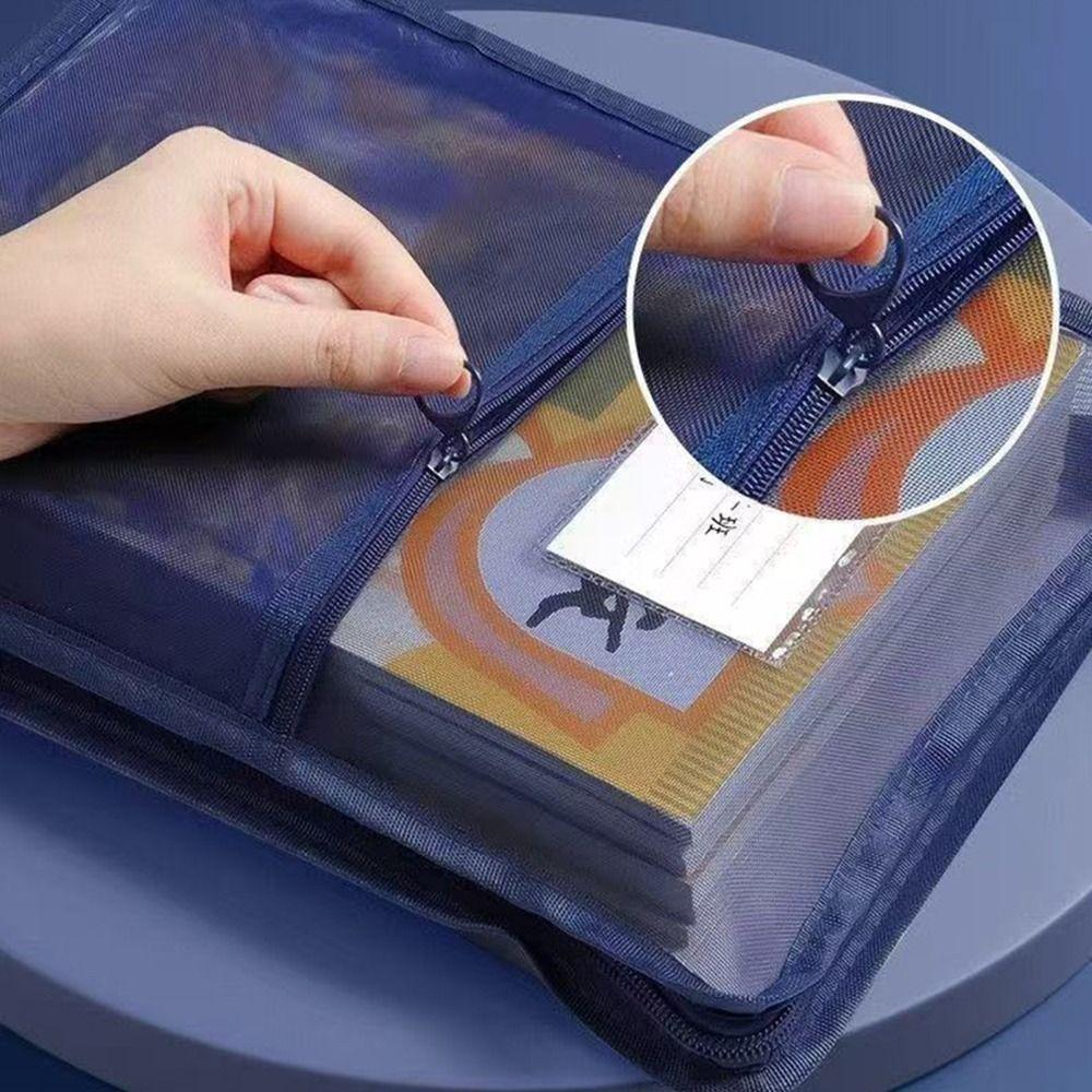 Mesh A4 File Folder L-shape Transparent Pouch Portable Test Paper Organizer  School Office