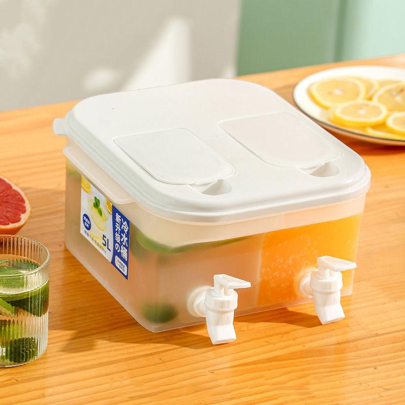 5L Large Cold Kettle Refrigerator With Double Faucet Lemonade Bottle Drinkware Kettle Pot Beverage Dispenser Cool Water Jug