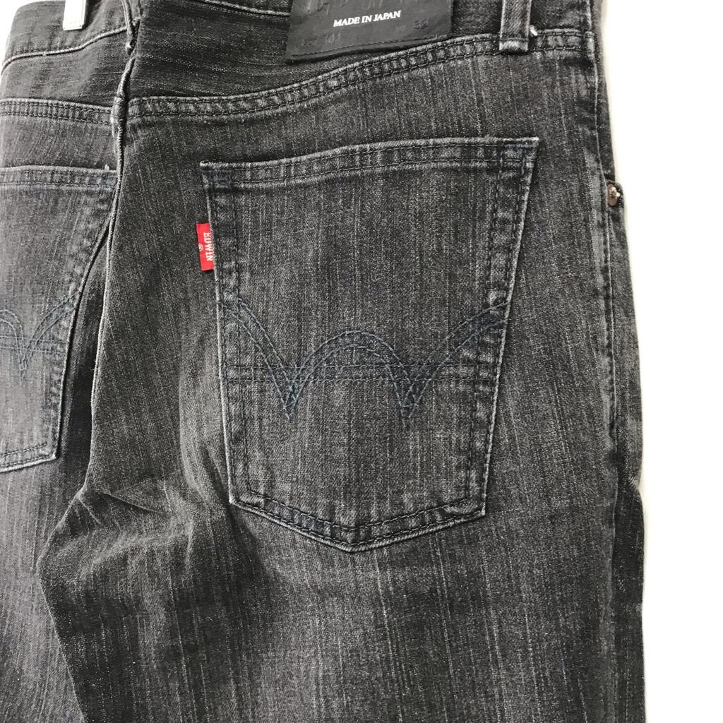 Hergestellt in Japan EDWIN 503 Schwarze Denimhose 32 Herren L Innenbeinlänge 78cm Grau/Schwarz(GEBRAUCHT)