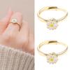 Fashion for Creative Rose Gold Spin Ring For Women Daisy Flower Rotatable Rings Adjustable Wedding Party Jewelry Gift