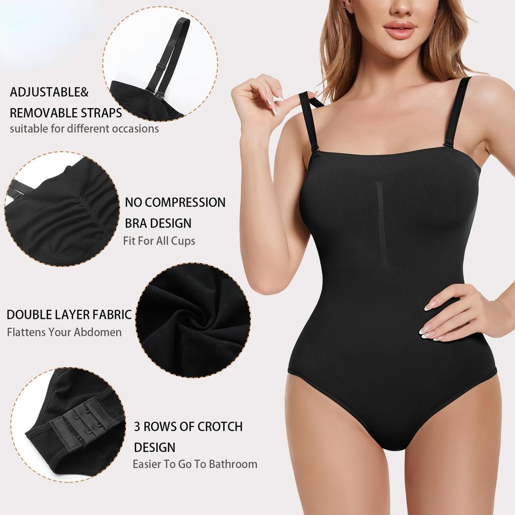 Strapless Shapewear Bodysuit for Women Tummy Control Body Shaper Seamless Compression Jumpsuit Tank Tops Sculpting Waist Trainer Slimming Leotards