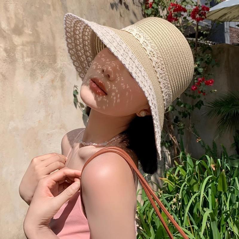 Fashionable Straw Hat For Women With Butterfly Bow Fringes And Geometric Patterns