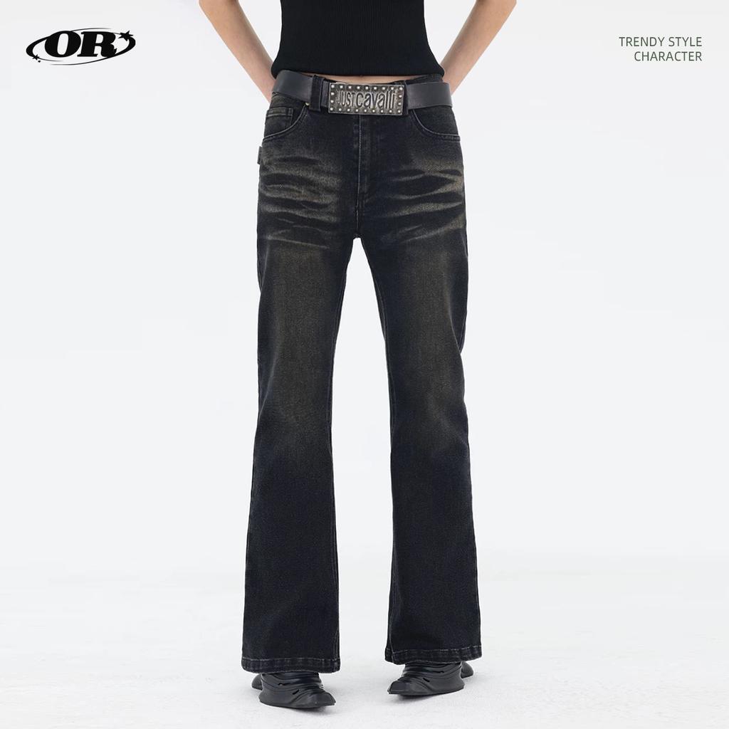 Wszechstronne I Modne Amerykańskie Jeansy Czarne Sprane Z Efektem Whiskers, Retro Postarzane I Wyszczuplające Jeansy Proste High Street