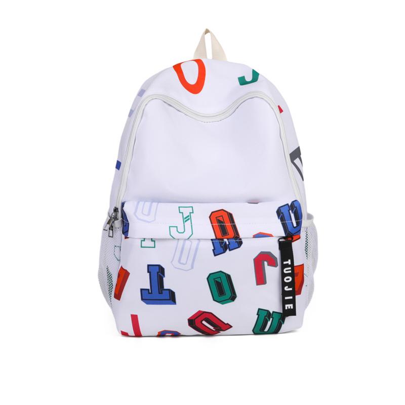

Letter Print Backpack Travel Backpack Outdoor Sports Student Schoolbag білий