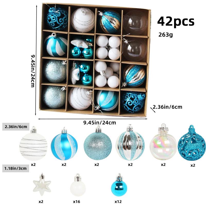 6CM Electroplated Irregular Painted Christmas Ball Ornaments Gift Box Set - Tree Hanging Decorations