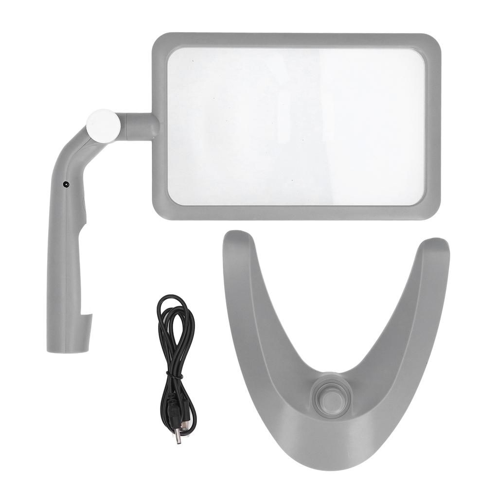 Magnifying Glass with 48 LED Cold Warm Light 2.5X 3 Modes 180 Degree Rotation Rectangular Illuminated Lighted Reading
