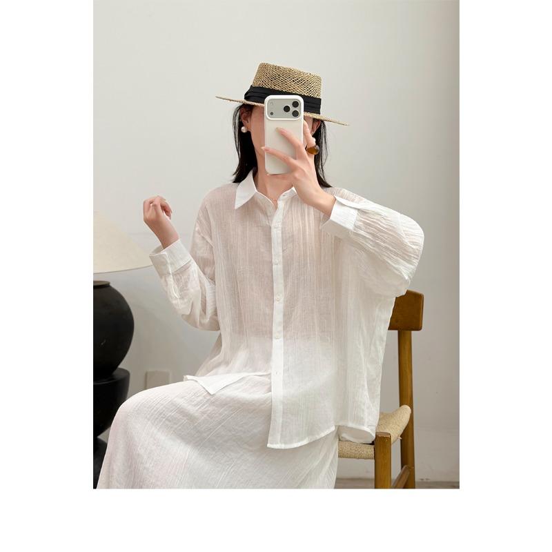 DIMANAF 2026 Summer New Plus Size Women Blouse Shirt Vintage Loose Cotton Linen Casual Lady Tops Button Solid