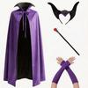 Maleficent Costume Cape Witch Cloak Purple Robe Halloween Cosplay Accessory for Women