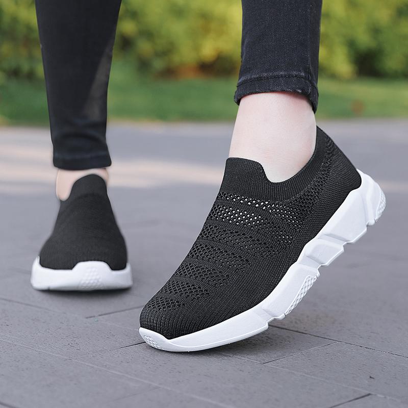Fashion Sneakers Women Shoes Knitting Sock Sneakers Women Slip On Flat Laides Walking Shoes Man Flats Tenis Famela Plus Size