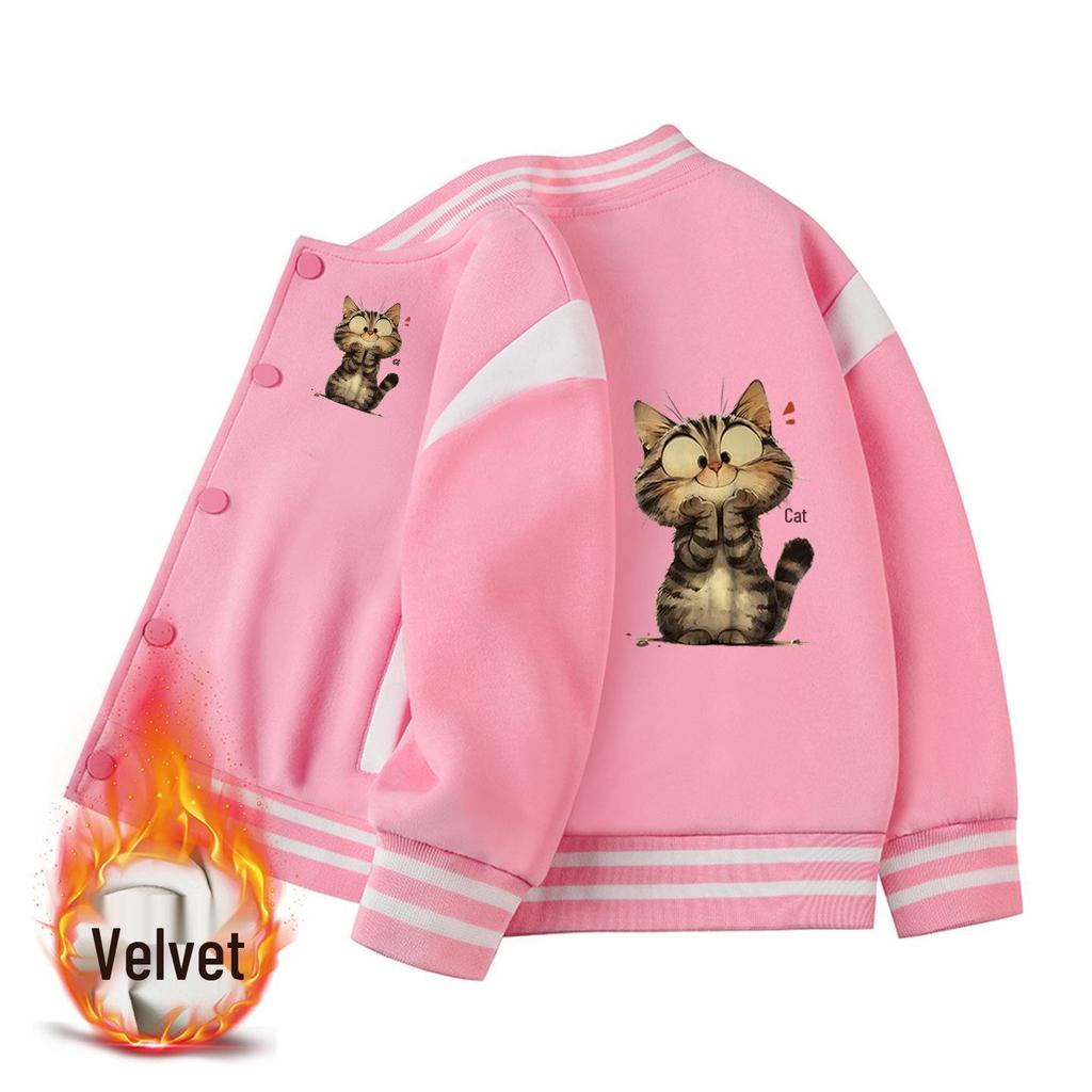 Children's Autumn Baseball Jacket - Velvet Lined, Thickened for Boys & Girls 2026 Winter Style.