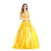 Beautiful woman and beast halloween adult bell princess yellow dress, masquerade costume