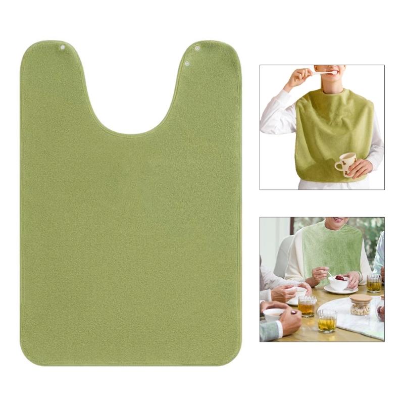 Waterproofing Elderly Bib for Dining Protections Easy to Clean and Wear Coral Fleece for Adult Senior Bib