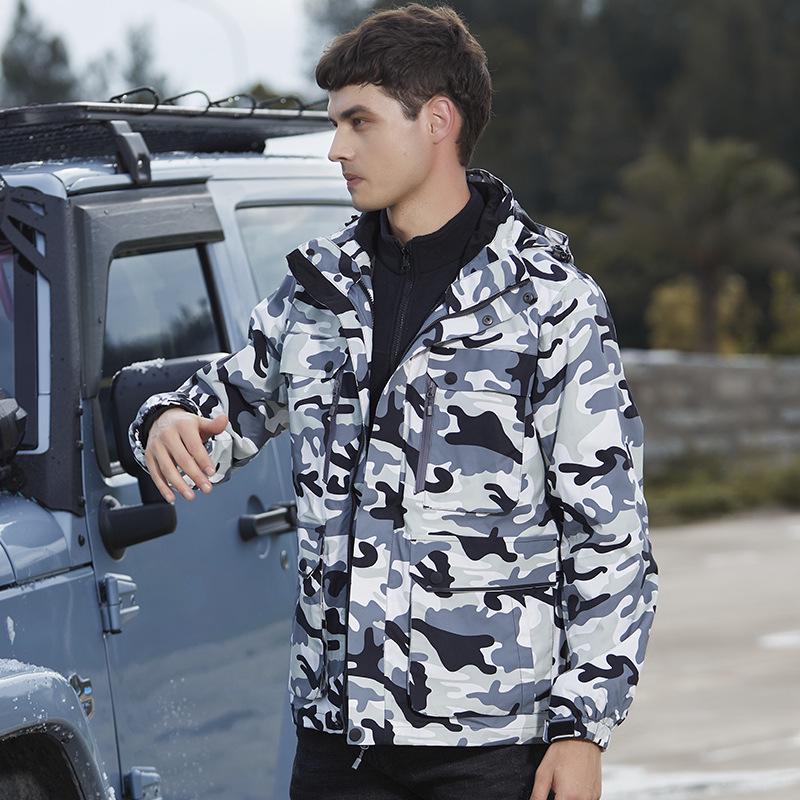 

Мужской комплект 3-в-1 с флисовой подкладкой для активного отдыха, ветрозащитный, водонепроницаемый, для альпинизма 6XL