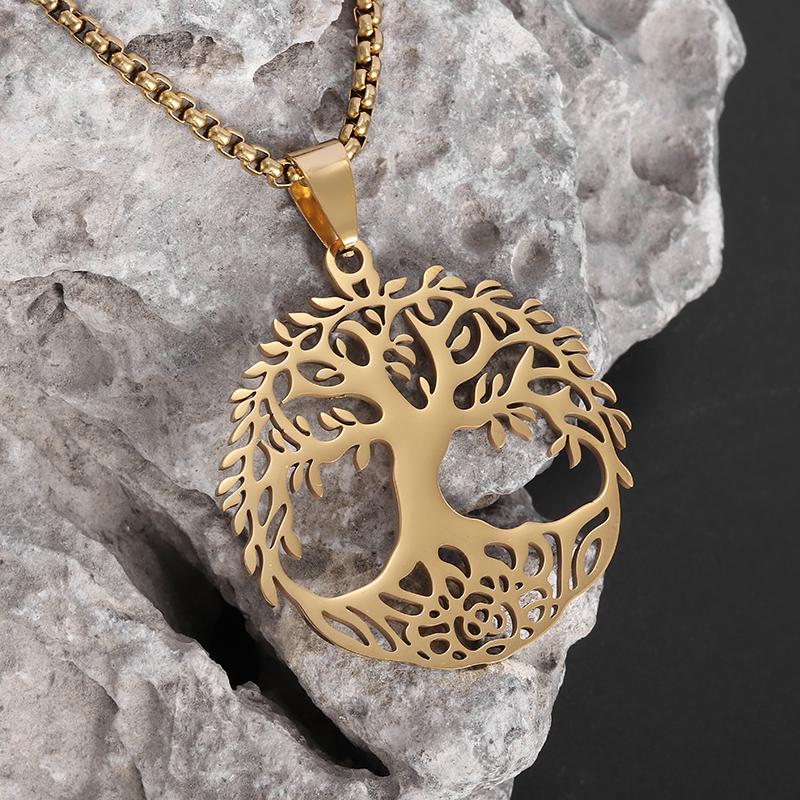 High Quality Stainless Steel Tree of Life Pendant World Tree Necklace Men Women Fashion Lucky Amulet Jewelry