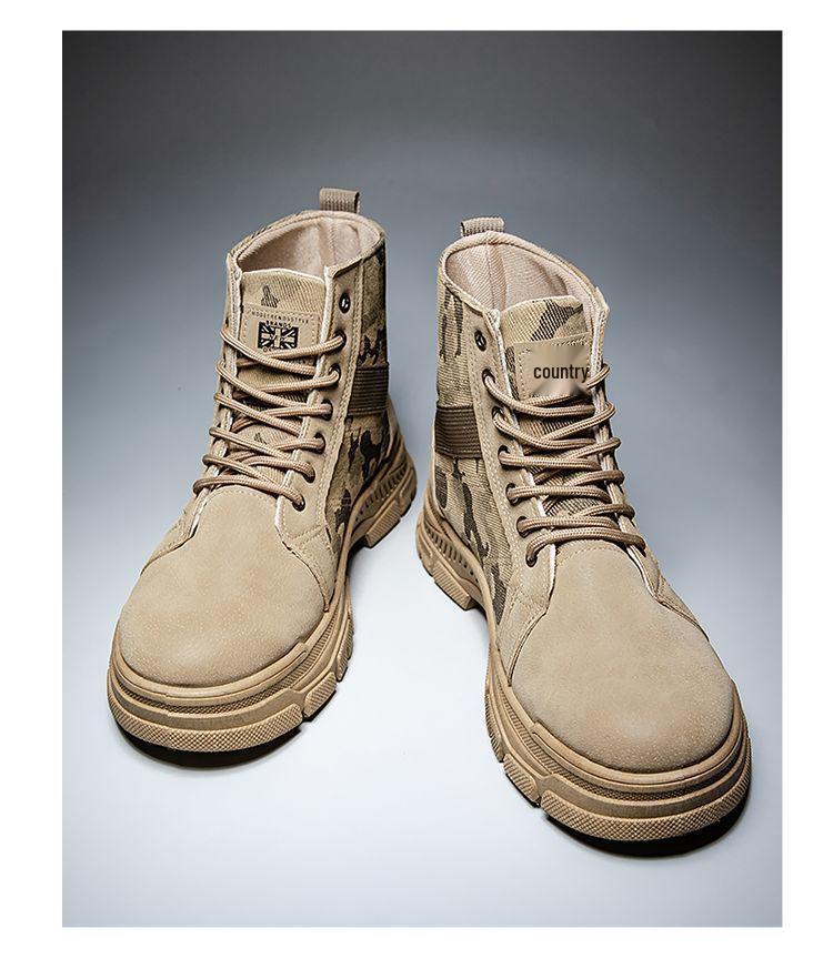 Camouflage Canvas Plus Size High Top Martin Boots - Autumn/Winter Thickened Denim Work Boots for Men