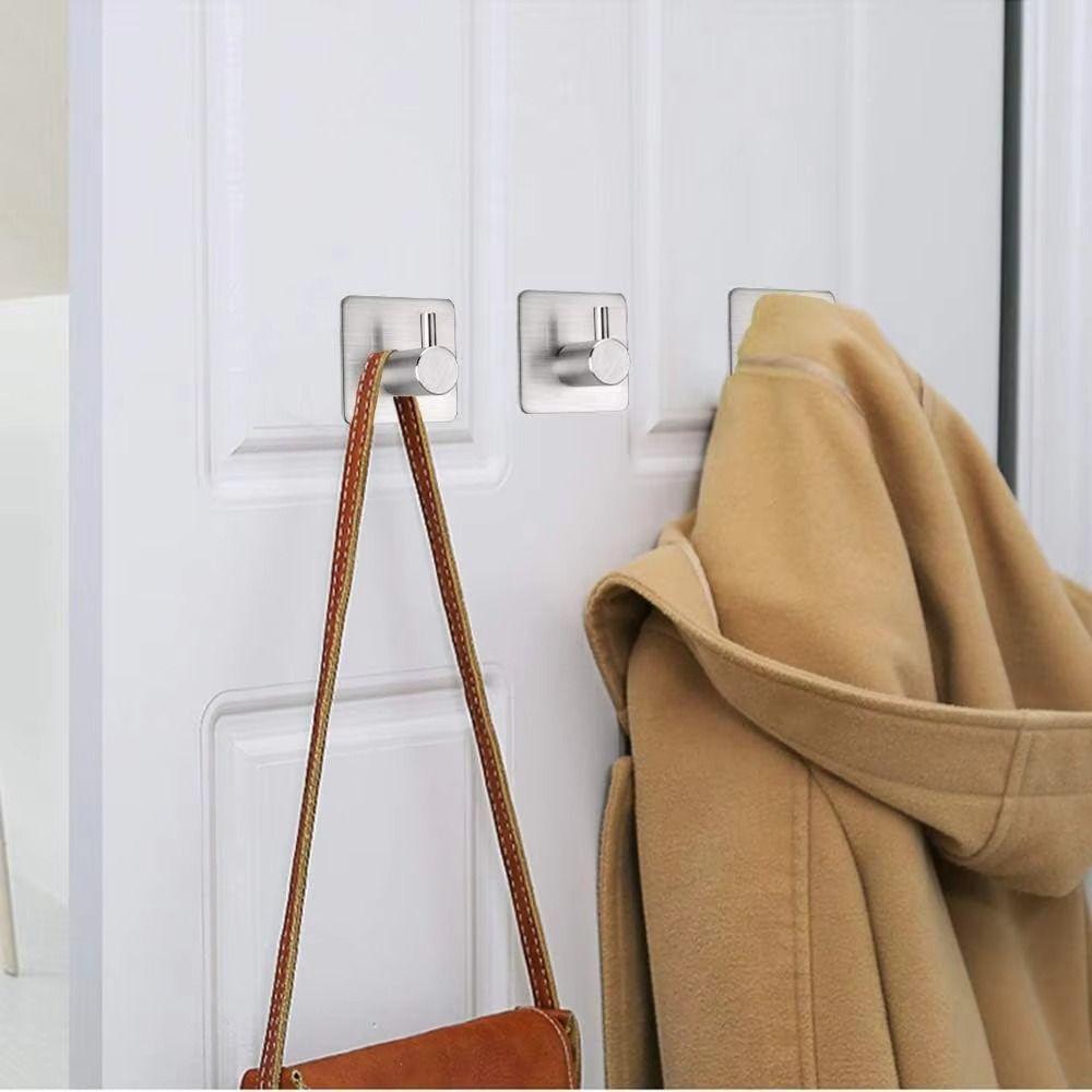 4Pcs Multi-Purpose Adhesive Wall Hook Heavy Duty Towel Holder Towel Rack Bathroom Kitchen Hardware