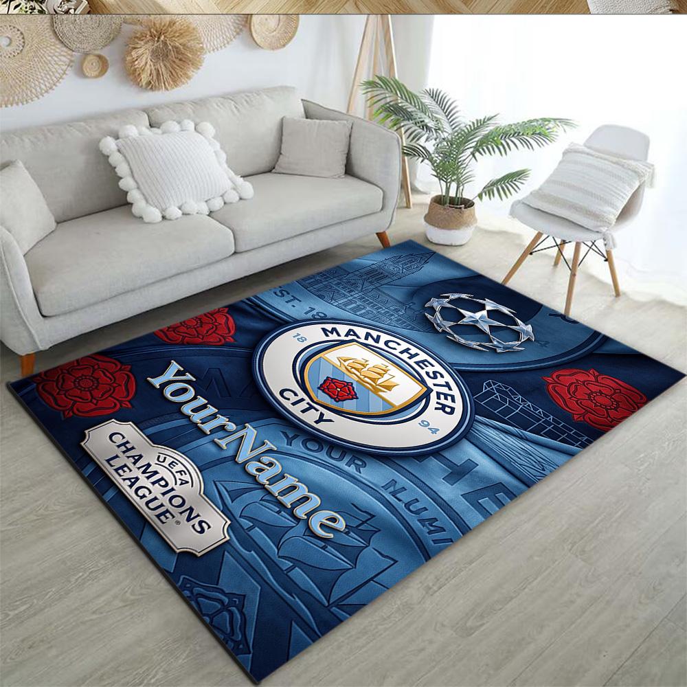 Manchester City 19 Personalized Text Area Rug Suitable for Balcony Dormitory Entryway Outdoor Antislip Carpet Decorate Offices Best for Christmas