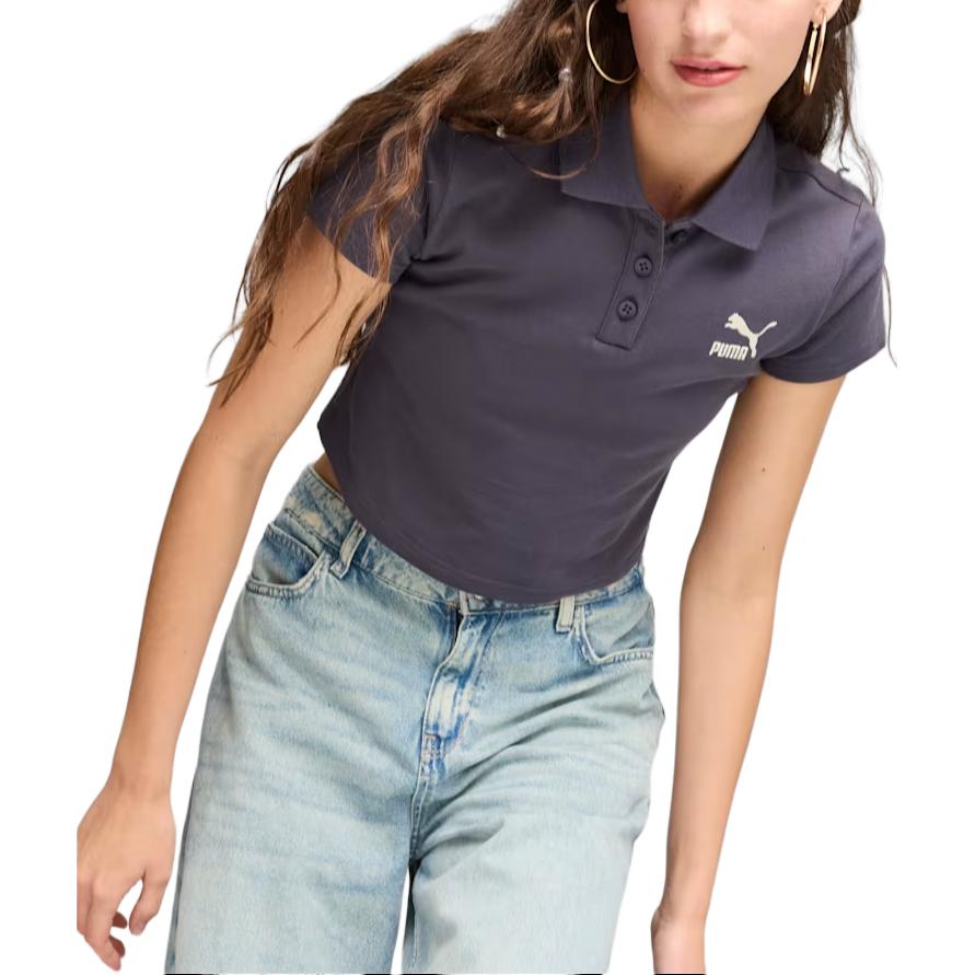 PUMA CLASSICS Polo Baby Tee Women's Polo Shirt Women's Black 628048-01