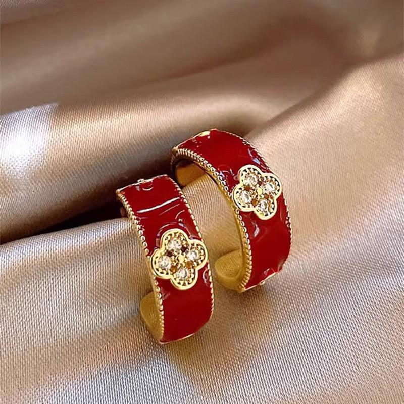 Silberne Nadel Tropfenöl Rote Perlen Ohrstecker - Eleganter & Vielseitiger Schmuck für Damen