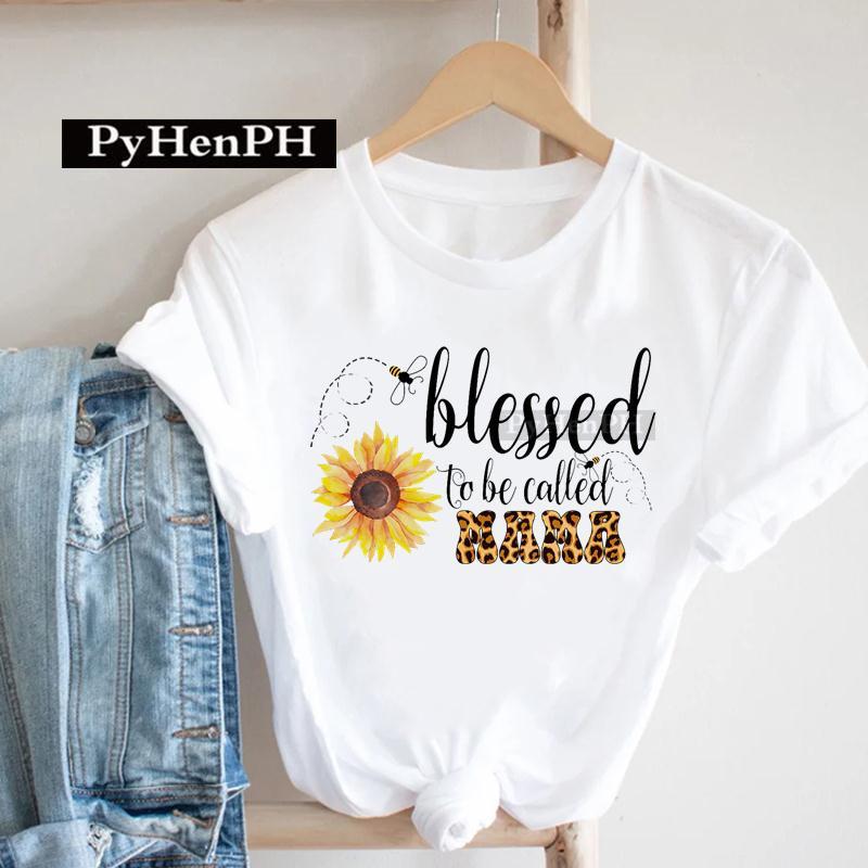 European Leopard Print Mom TShirt Korean Version ShortSleeved Base Shirt Fashion Creative Family Clothing for Women