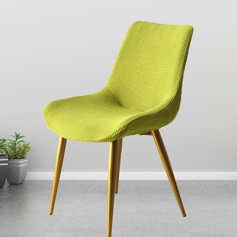 Solid Stretch Curved Backrest Curved Chair Covers Dining Classic Fabric Kitchen Hotel Household Chair Cover Chairs Slipcovers