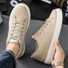 Fashion Platform Canvas Shoes for Men Fashion New Comfortable Fluff Casual Leather Shoes Outdoor Male Vulacnized Shoes Zapatos De Hombre