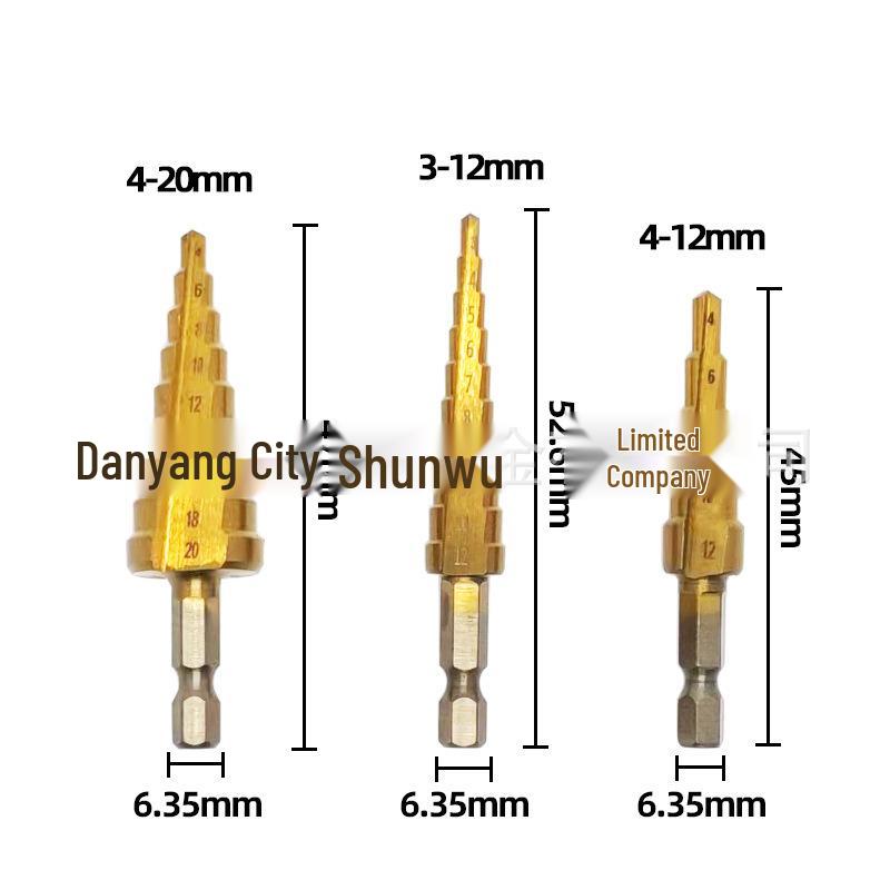 4241 HSS Titanium-Coated Hex Shank Step Drill Bit with Straight Flutes