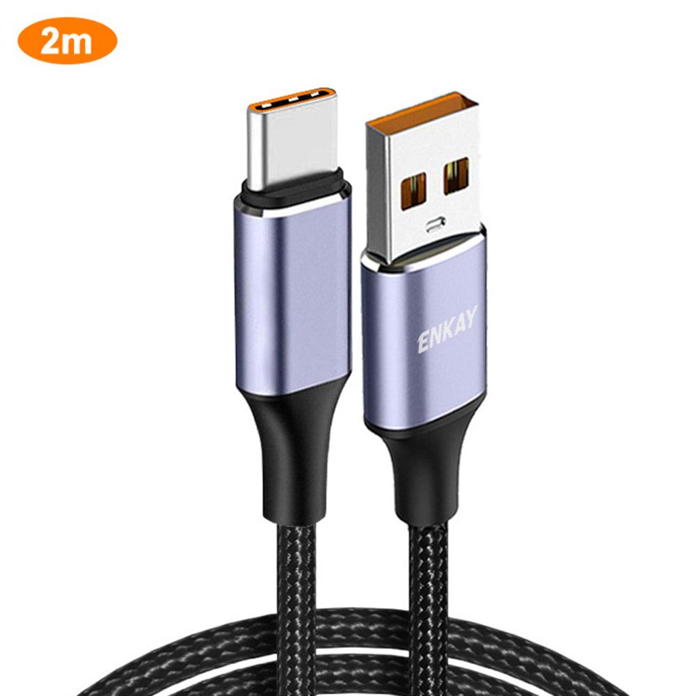 ENKAY HAT PRINCE 2m 66W 6A USB to Type-C Fast Charging Cable High-Speed Data Transfer Cord