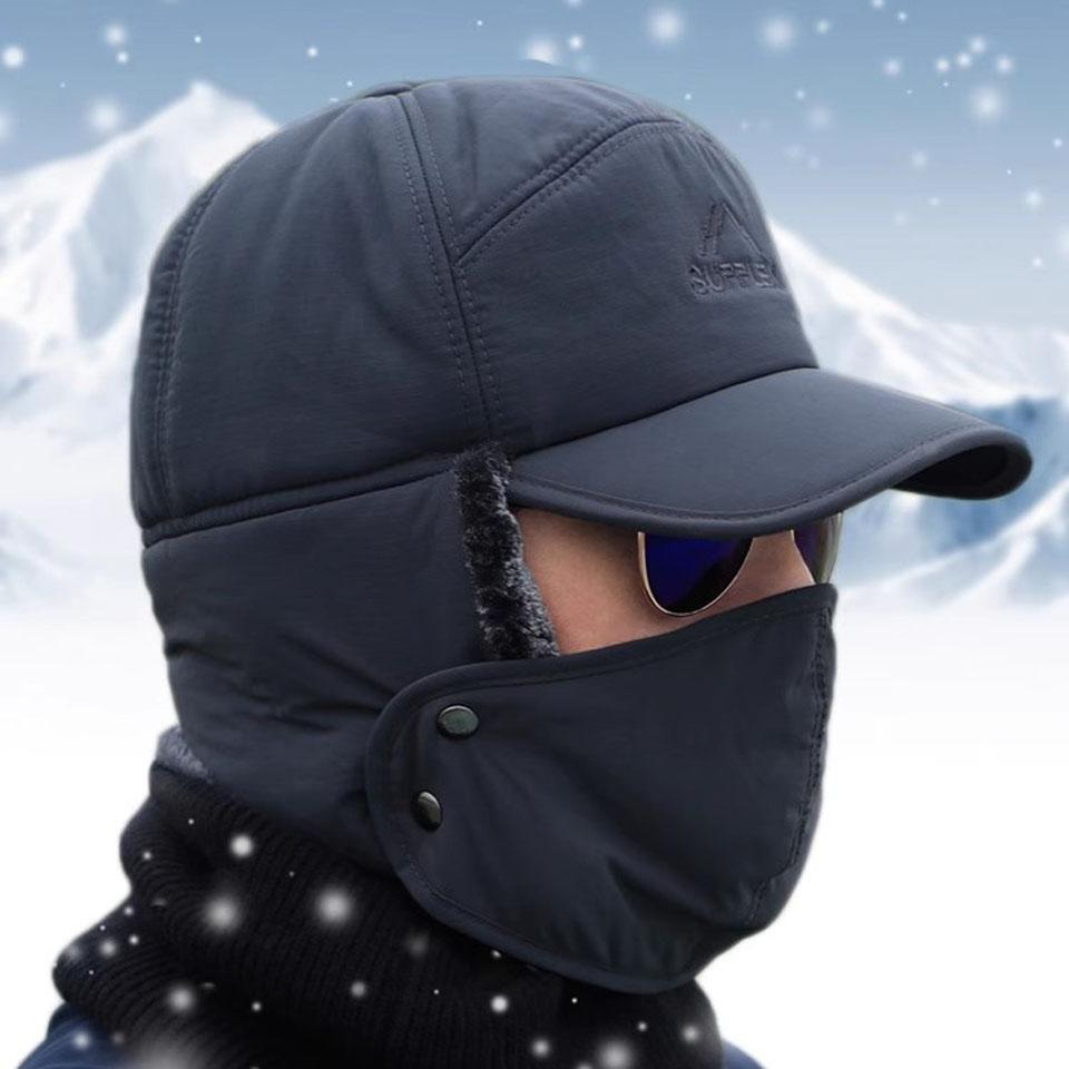 1Pcs Winter Warm Hat Thickened Fleece Adjustable Knitted Cap for Middle-Aged Elderly Outdoor Fishing Cycling