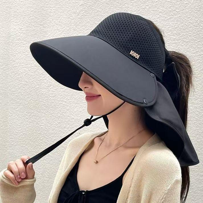 

Empty Top Shawl Hat Sun Hat Summer Cycling Hat Brim Uv Face Sun Hat Neck Protection Beach Sun Protection чорний