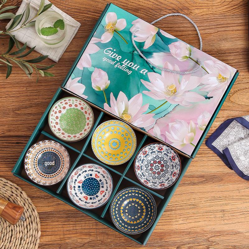 Ceramic Rice Bowl Gift Set - Creative Tableware for Housewarming