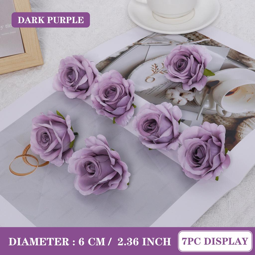 7pcs 6CM Silk Rose Heads Vintage Artificial Flowers Wedding DIY Wreath Garland Accessories DIY Gifts Box Scrapbooks Decor