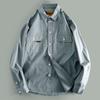 Export Export Tail Single Men's Cut Label Big Brand Leak-Picking Pure Color Multi-Pocket Workwear Shirt Long Sleeve Pure Cotton Shirt Autumn