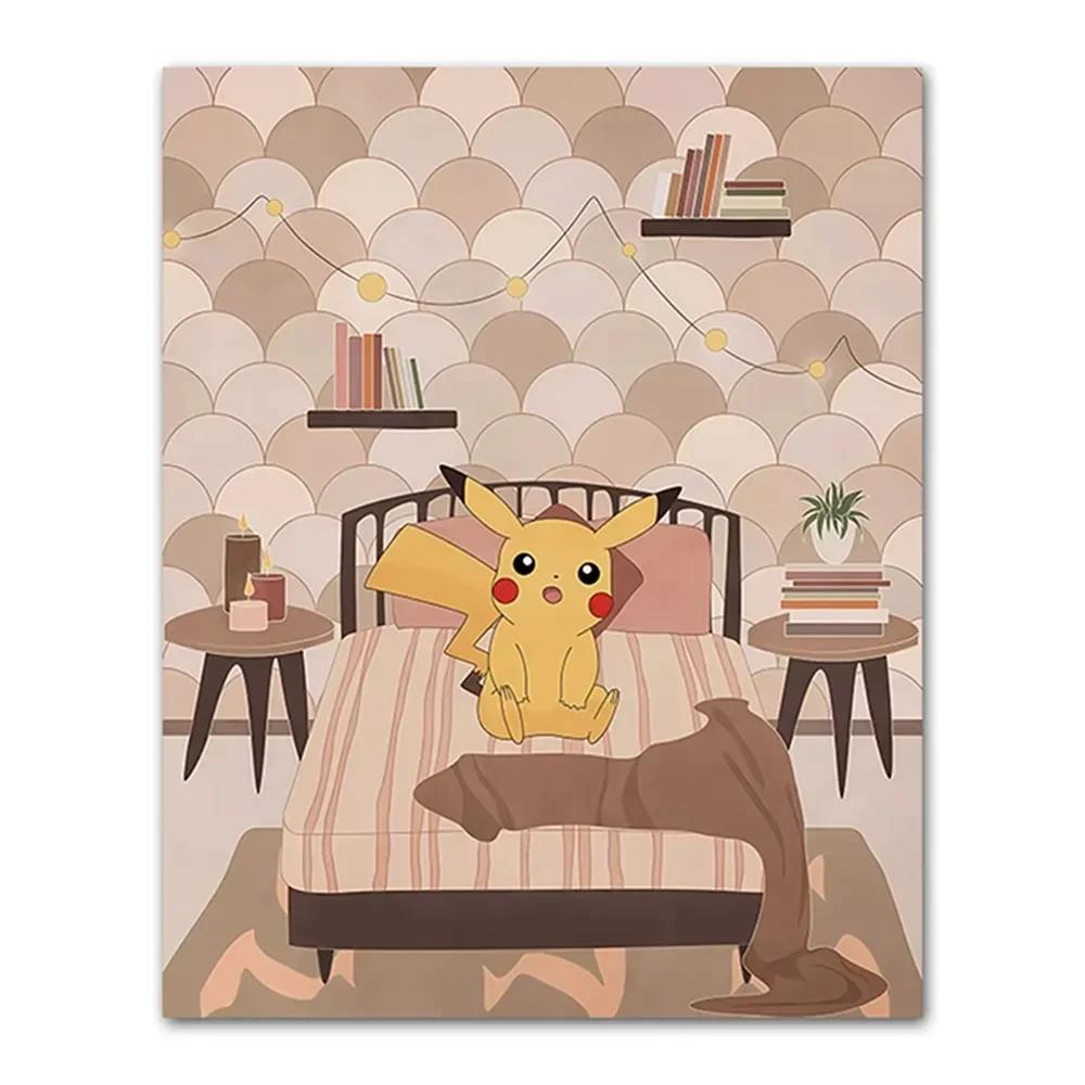 

Anime Peripheral Decoration Canvas Painting Snorlax Pikachu Charizard Pokemon Figure HD Poster Art Wall for Kids Bedroom Decor 21X30CMNo Framed