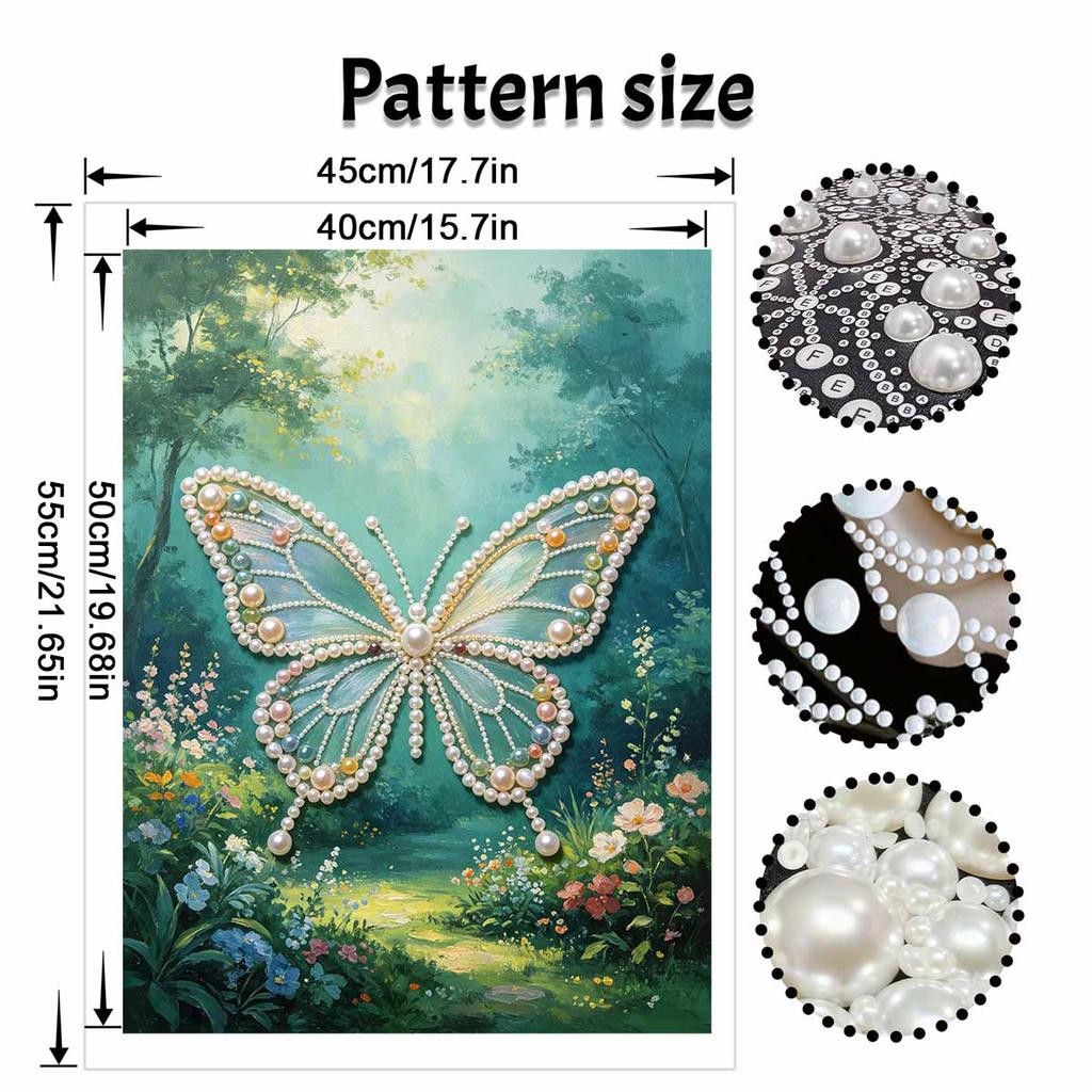 Framed Pearl Painting Kit Elegant Butterfly DIY 3D Bead Canvas Art Creative Leisure Craft Home Decoration Wall Hanging Aesthetic Decor