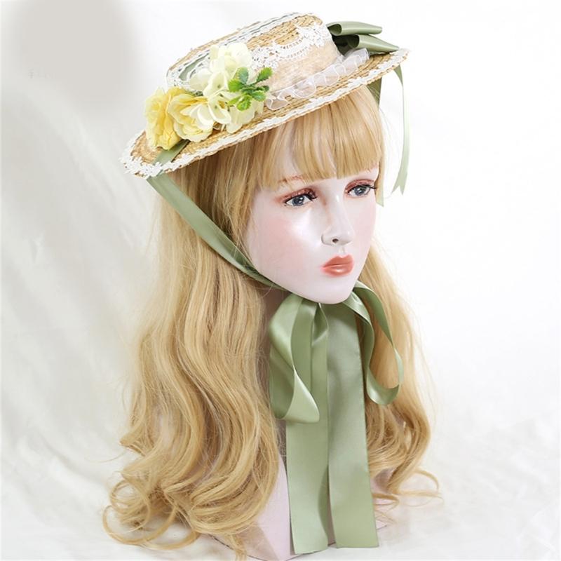 Elegant Bonnet Flower Lace SunHat Breathable Hat Summer Tea Party Holiday Vacation Decors Western Vintage Hat
